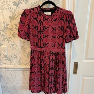 ba&sh Pink Black Printed Mini Dress Size Small